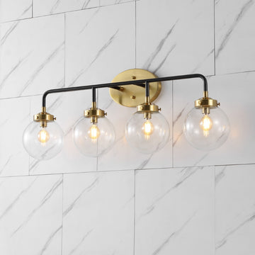 Caleb Brass Vanity Wall Sconce Clear